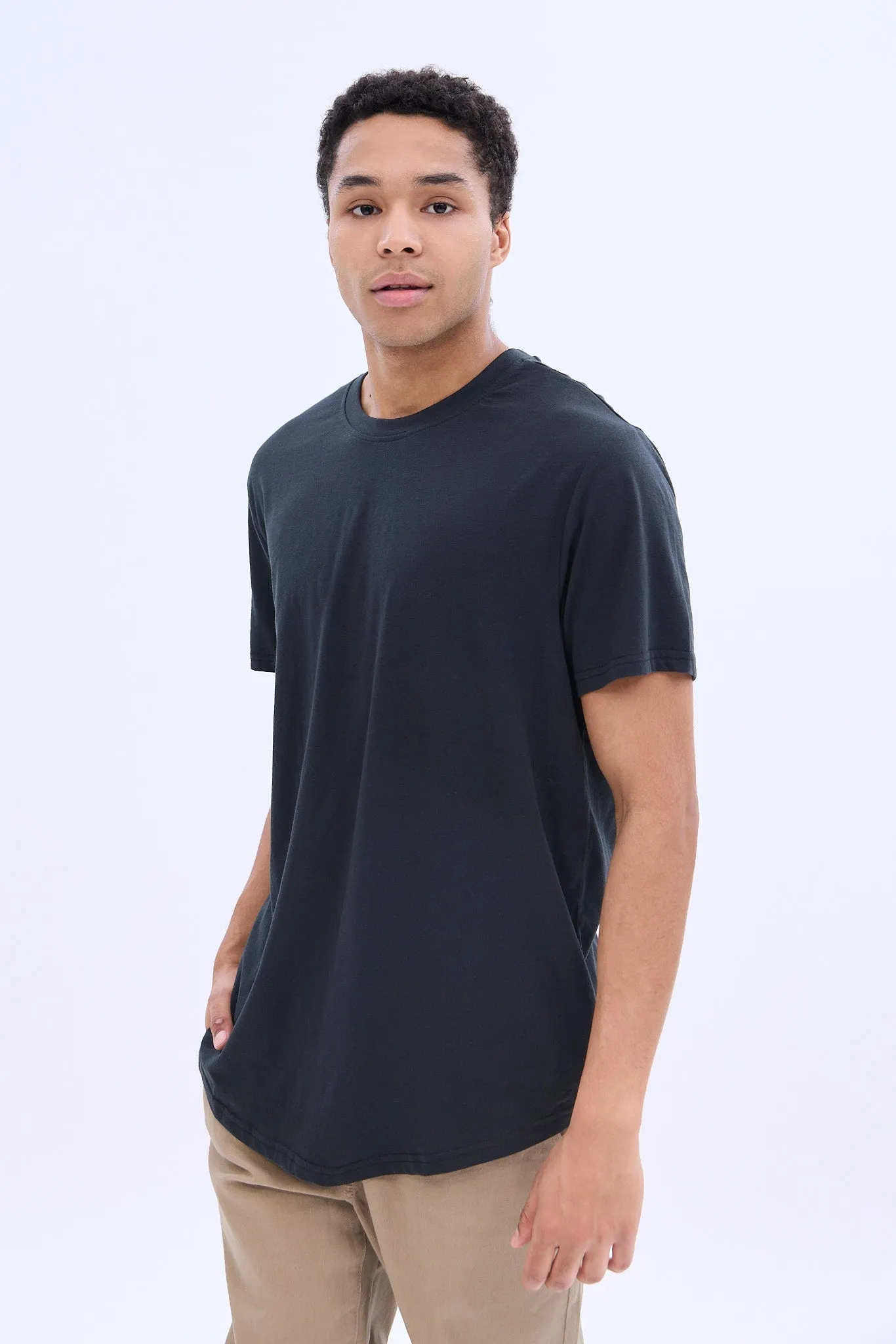 Basic Scoop Hem Crew Neck Tee sold by Bluenotes product image thumbnail 5