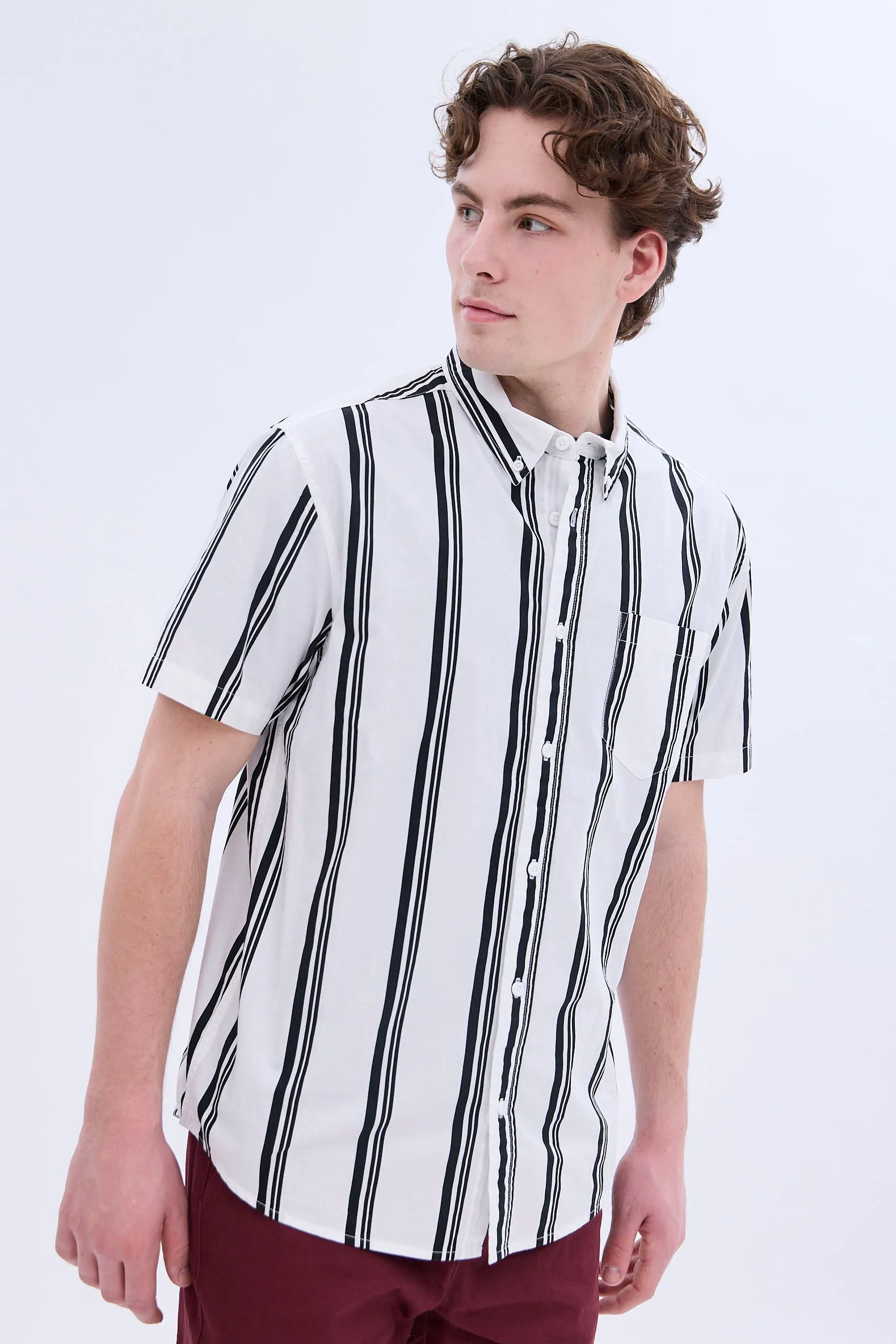 Striped Short Sleeve Poplin Shirt sold by Bluenotes