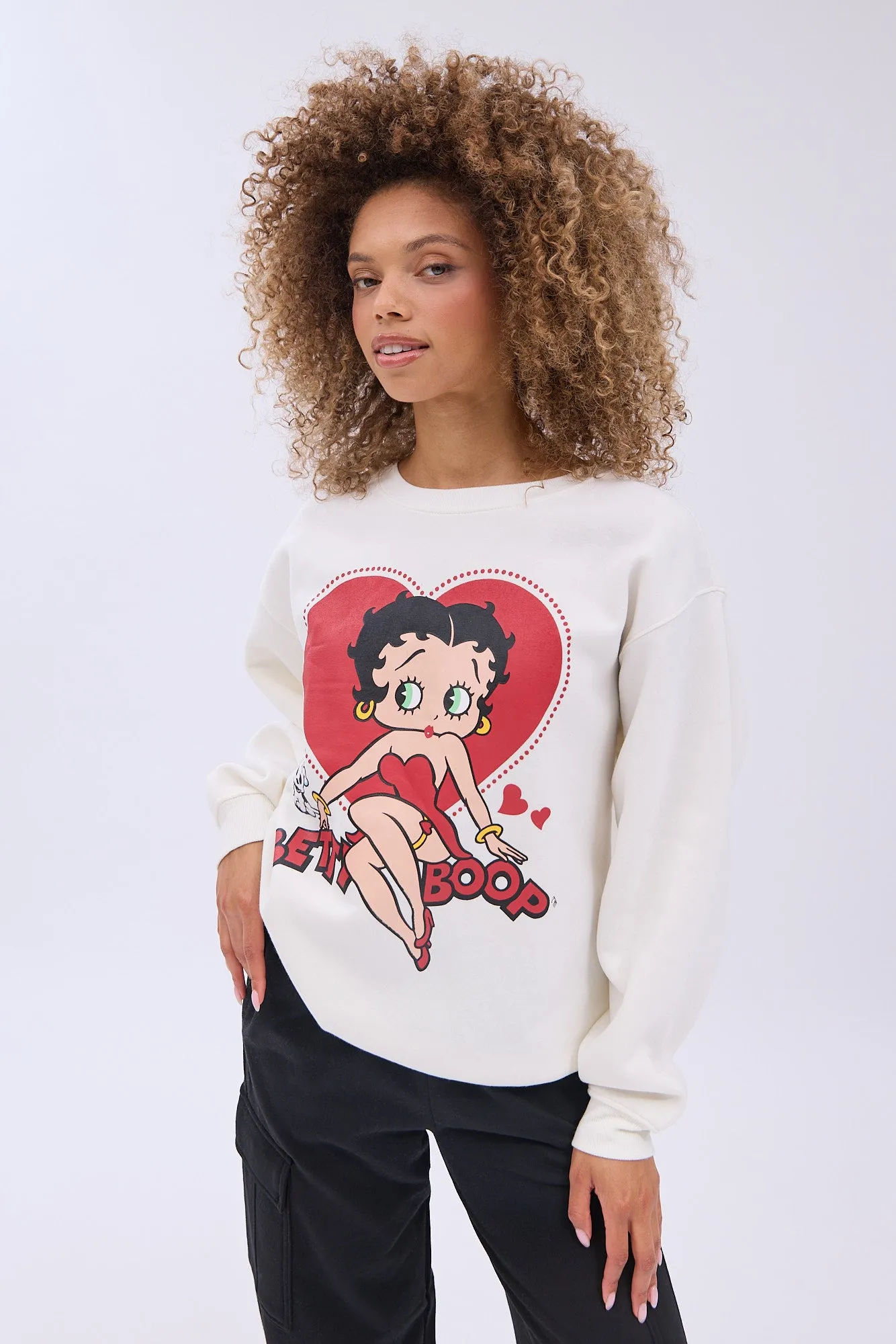 Betty Boop Graphic Crew Neck Relaxed Sweatshirt sold by Bluenotes