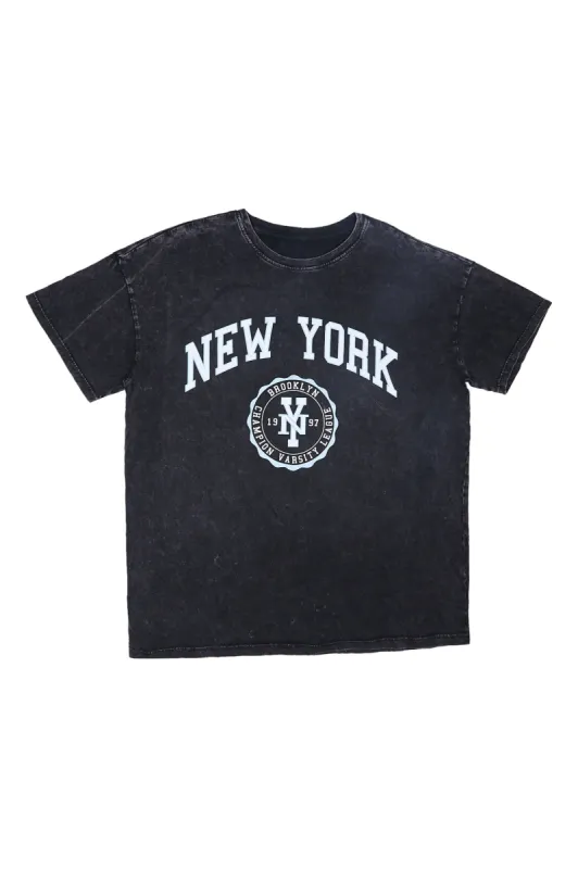 New York City Crest Graphic Boyfriend Tee sold by Bluenotes