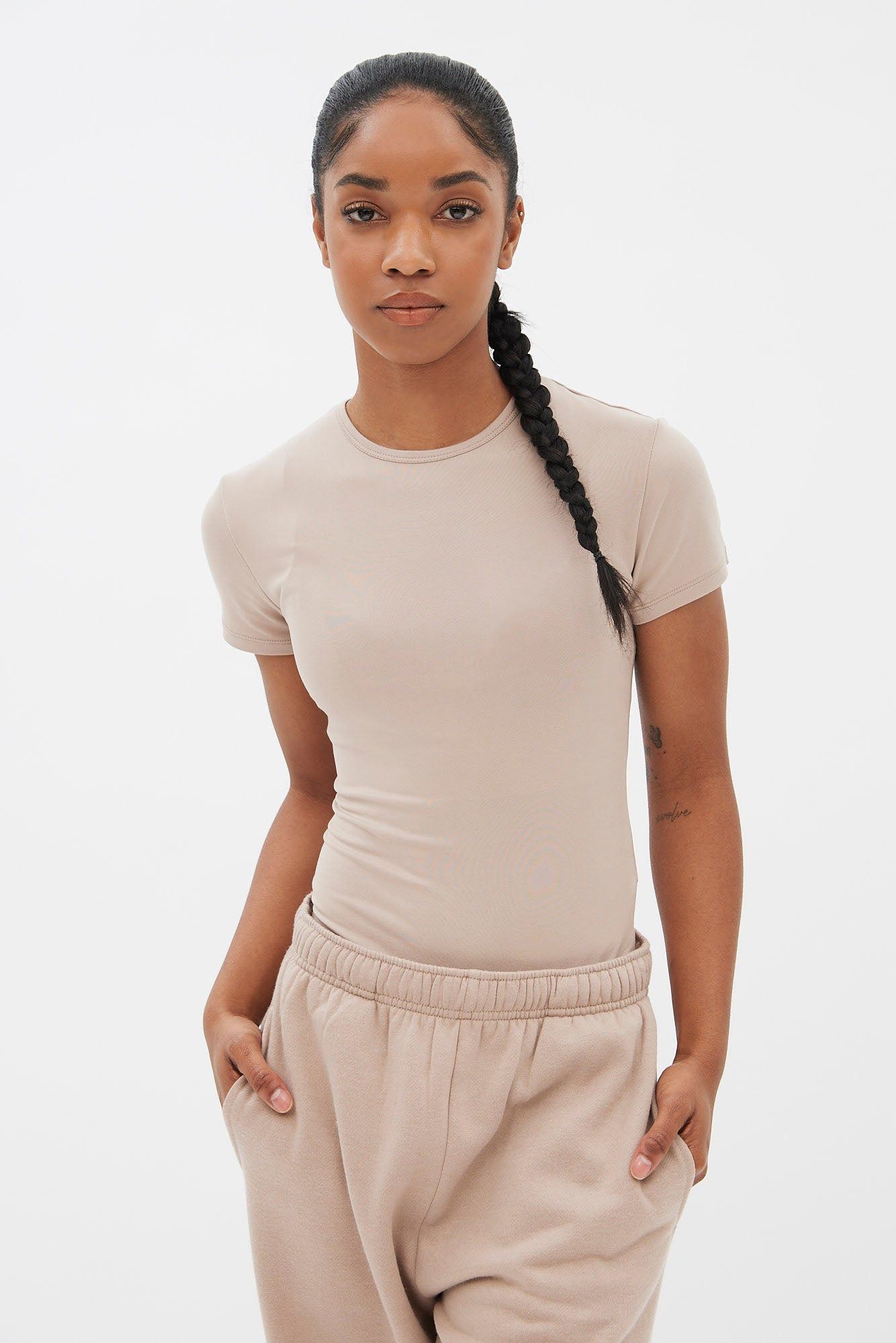 Short Sleeve Crew Neck Bodysuit sold by Bluenotes