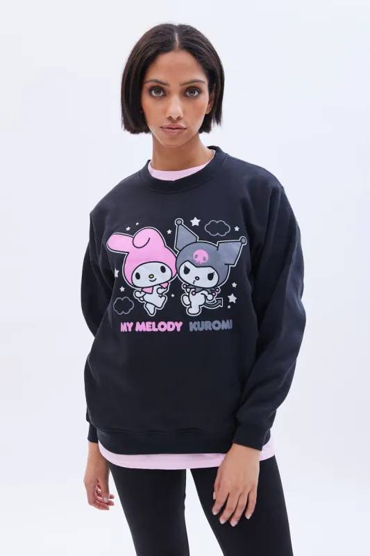 Hello Kitty My Melody Kuromi Graphic Crew Neck Oversized Sweatshirt sold by Bluenotes