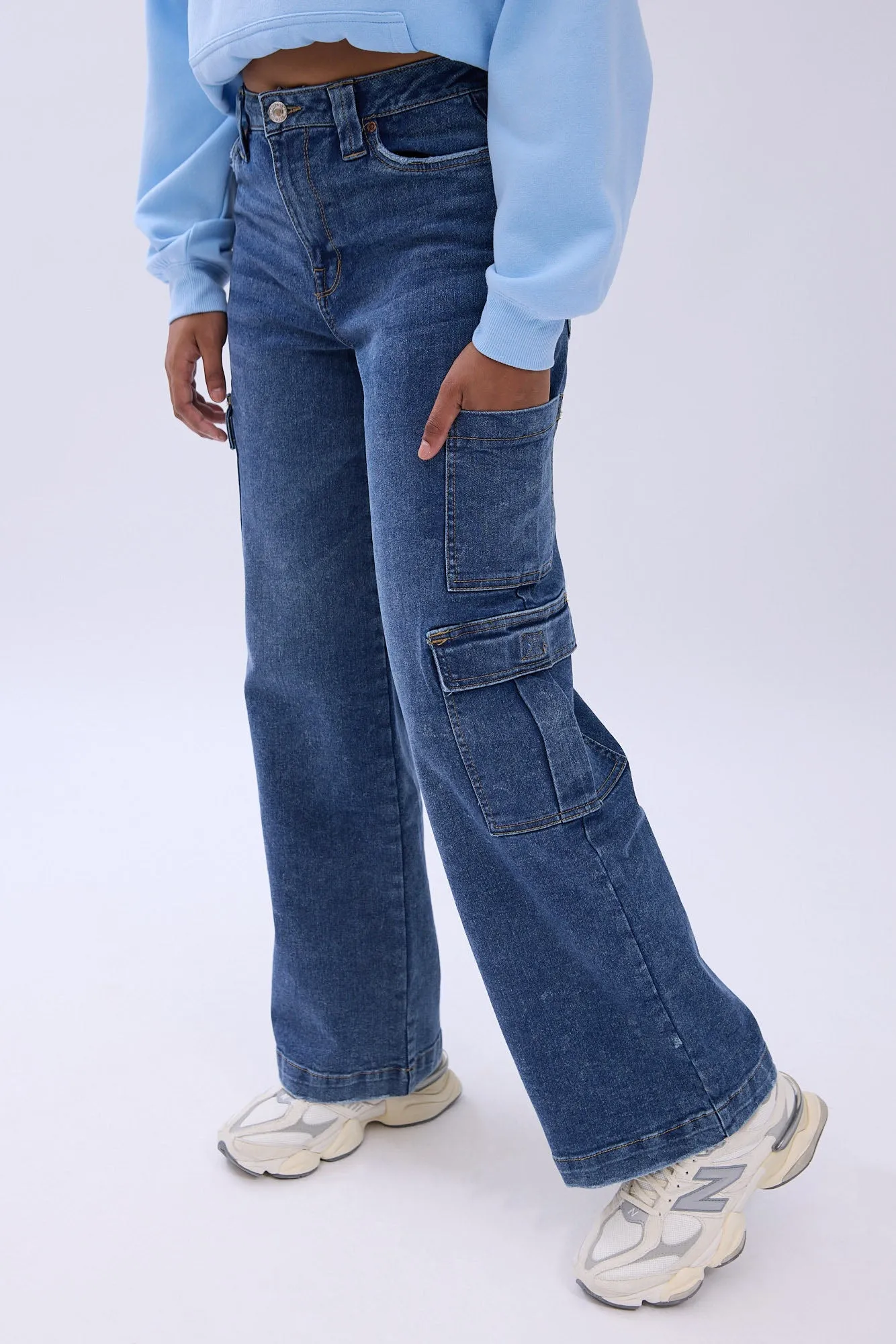 Super High Rise Wide Leg Cargo Jeans sold by Bluenotes