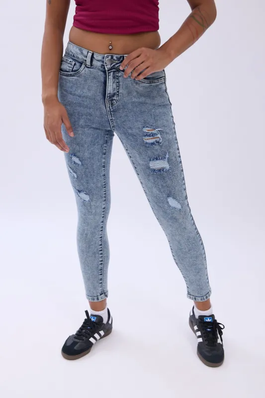 Mid Rise Cropped Skinny Jeans sold by Bluenotes
