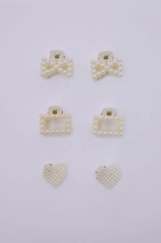 Mini Pearl Claw Clips 6-Pack sold by Bluenotes