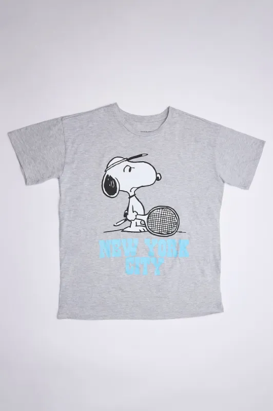 Peanuts Snoopy New York City Tennis Graphic Relaxed Tee sold by Bluenotes