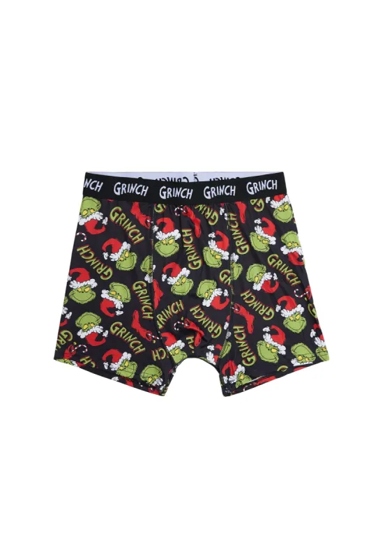 The Grinch Santa Hat Printed Boxer Briefs sold by Bluenotes