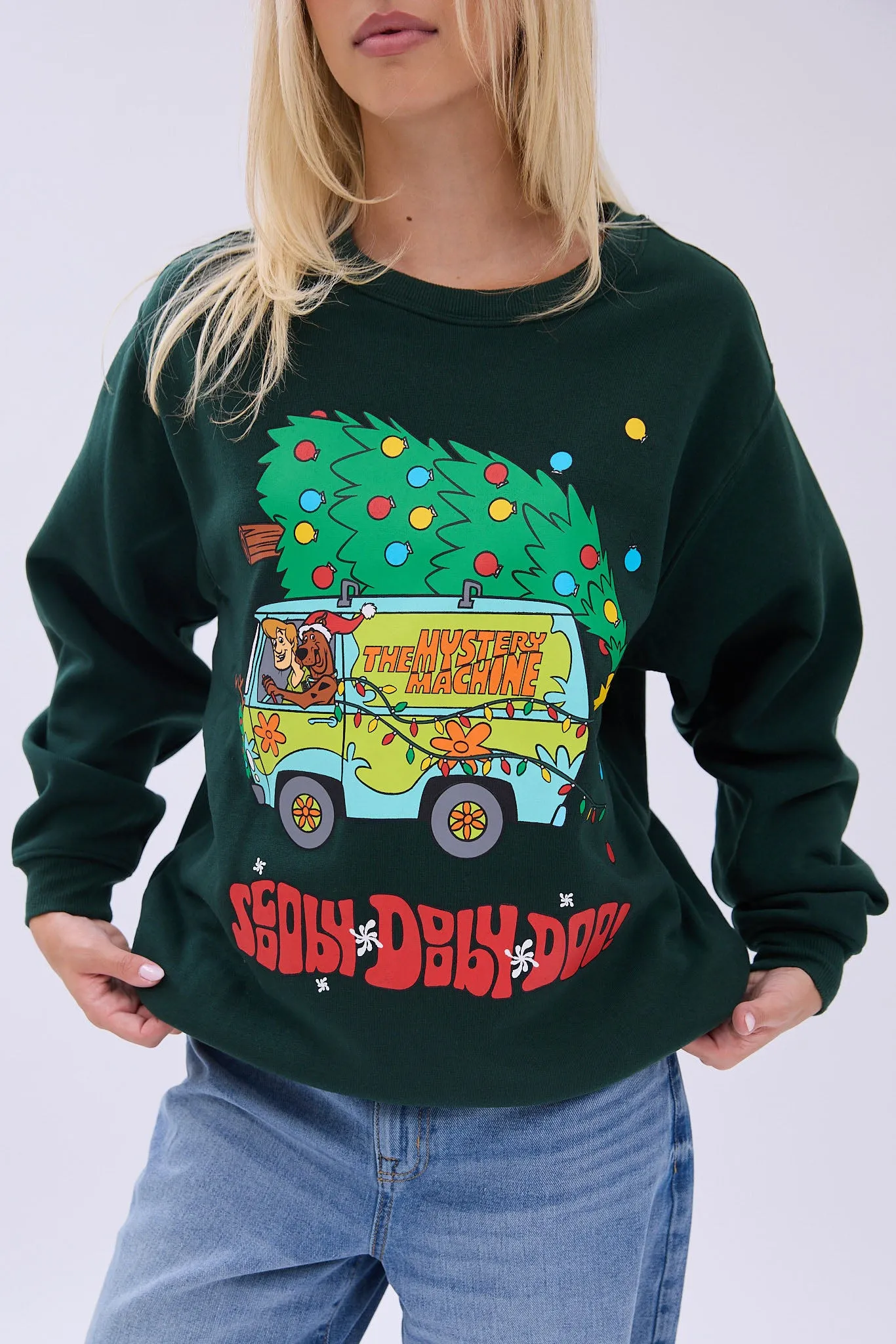 Scooby-Doo Mystery Machine Pine Tree Graphic Crew Neck Sweatshirt sold by Bluenotes product image thumbnail 3