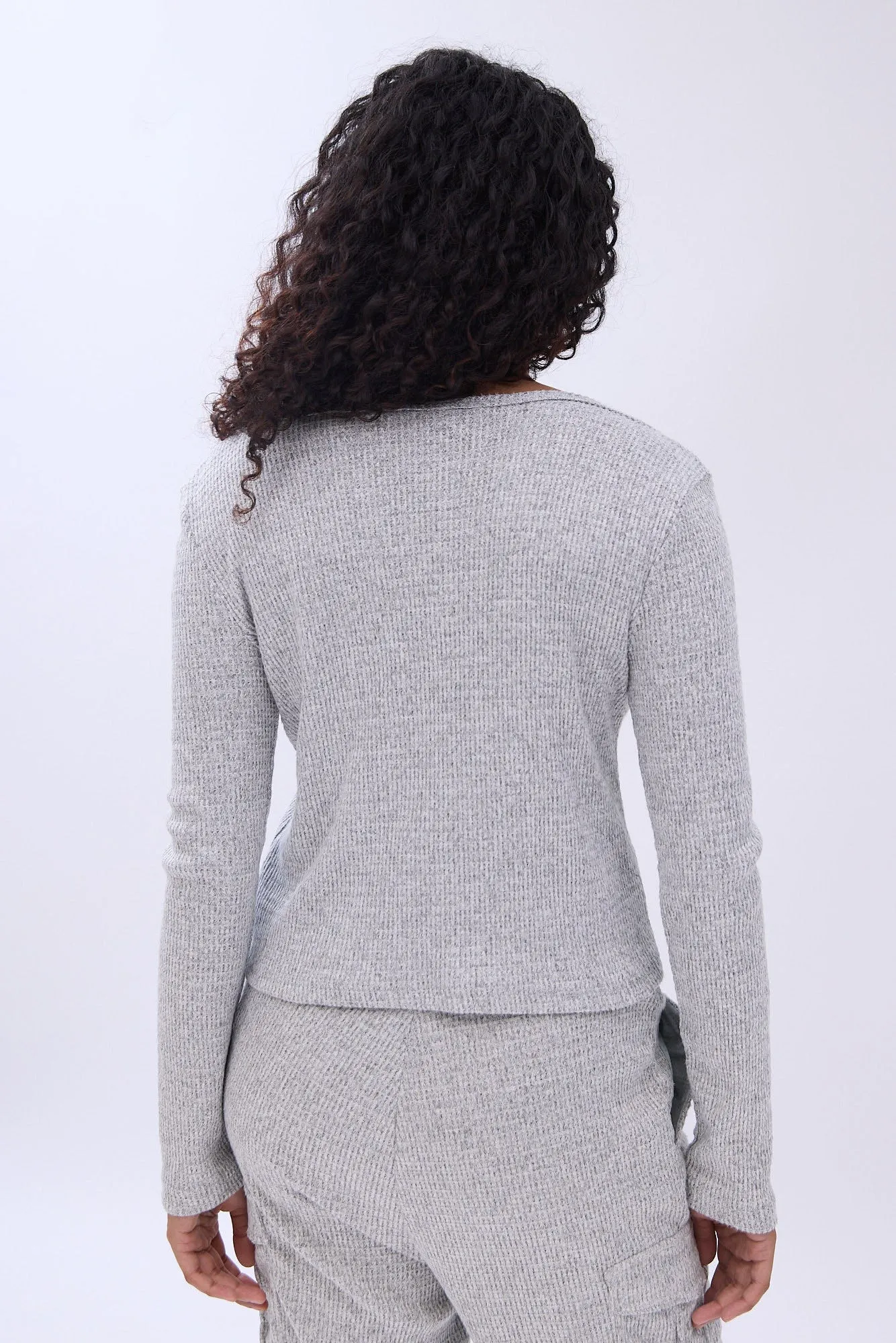 Waffle Knit Long Sleeve Pajama Top sold by Bluenotes product image thumbnail 4