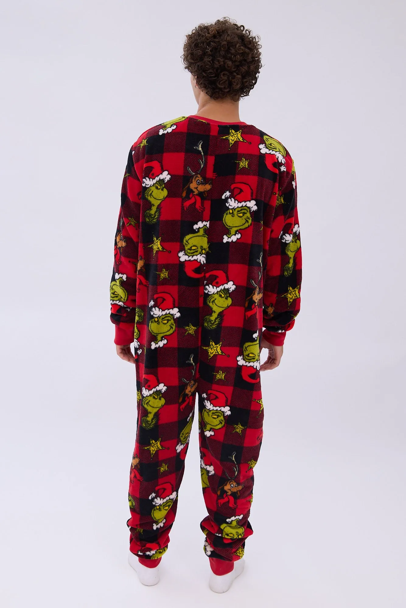 The Grinch Plaid Printed Plush Crew Neck Onesie sold by Bluenotes product image thumbnail 4
