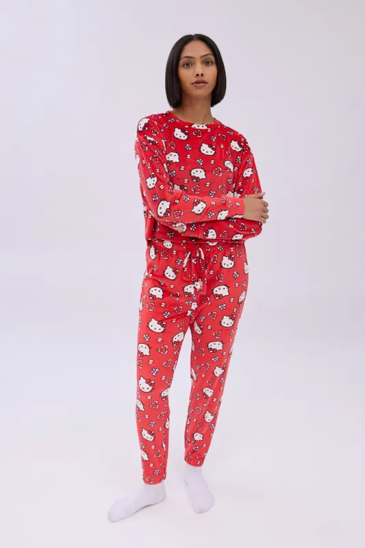 Hello Kitty Printed Velour Pajama Jogger And Tee Set sold by Bluenotes