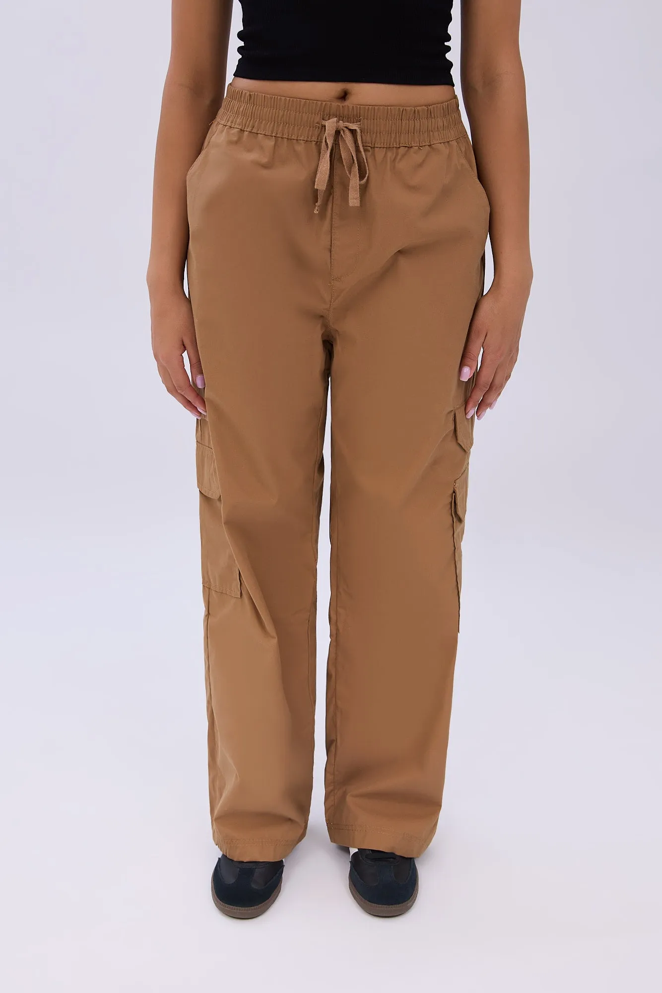 High Rise Wide Leg Cargo Twill Pants sold by Bluenotes
