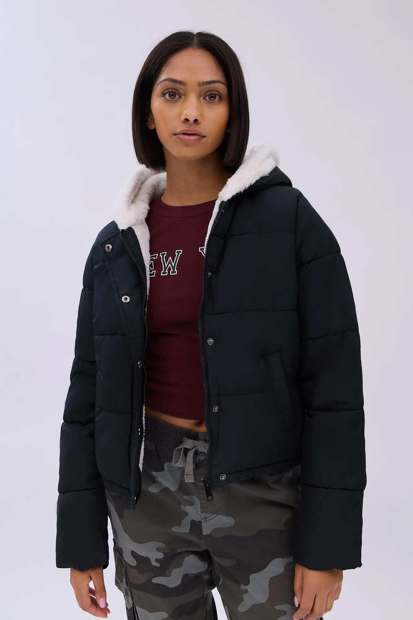 Cropped Hooded Puffer Jacket sold by Bluenotes product image thumbnail 2