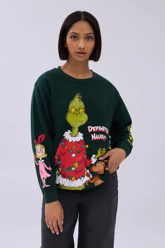 The Grinch Definitely Naughty Graphic Crew Neck Sweatshirt sold by Bluenotes