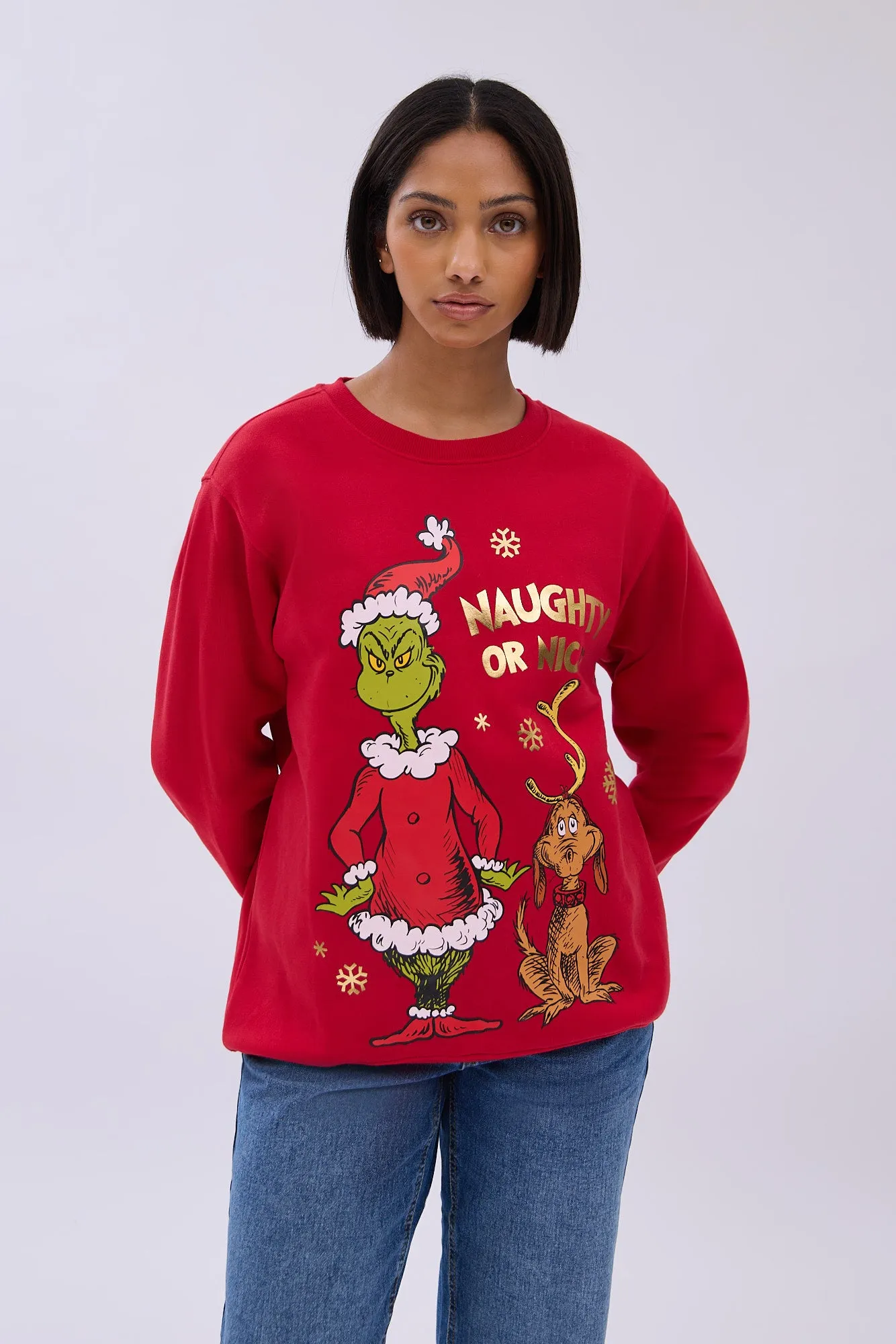 The Grinch Foil Graphic Crew Neck Sweatshirt sold by Bluenotes