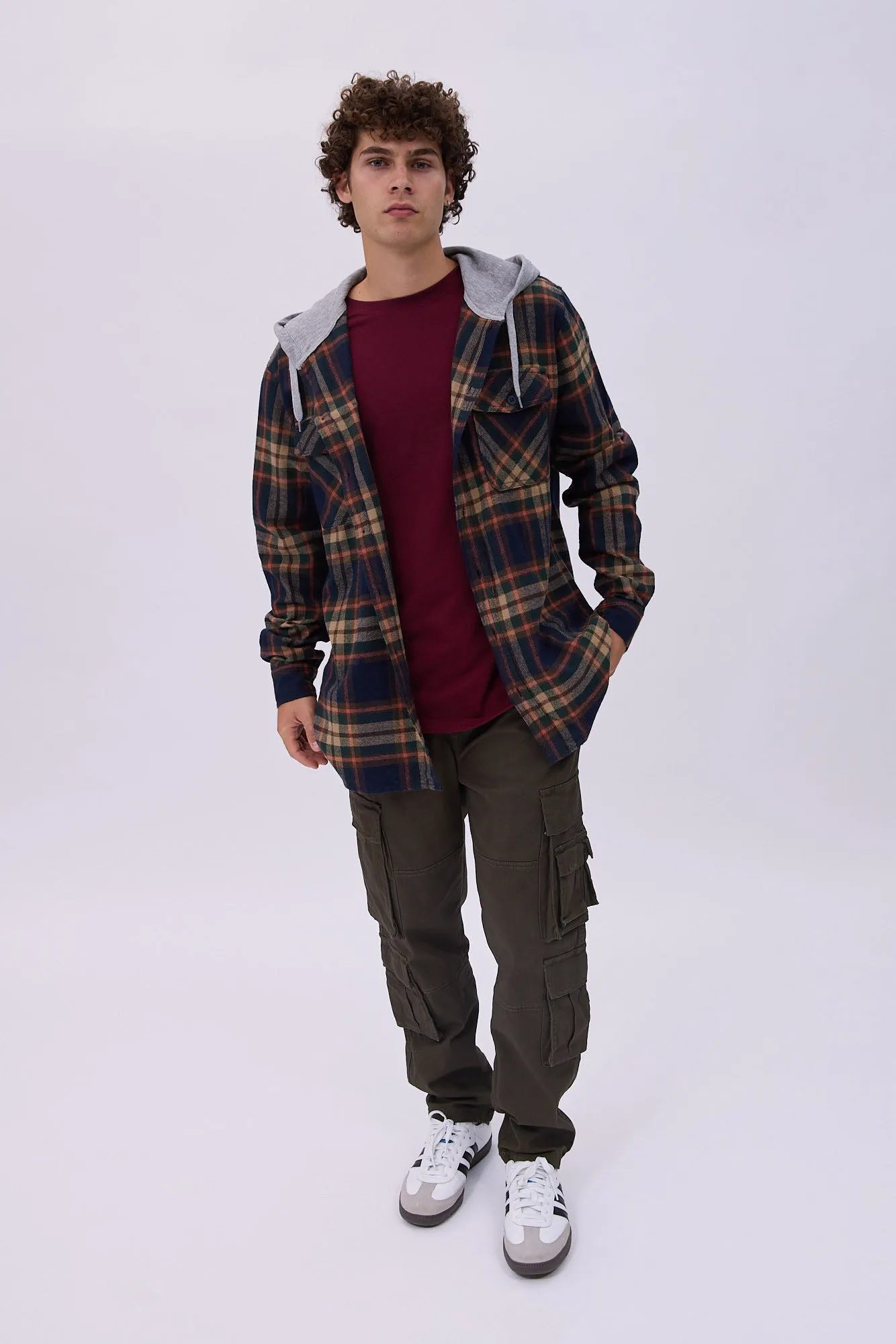 North Western Hooded Plaid Flannel Overshirt sold by Bluenotes product image thumbnail 4