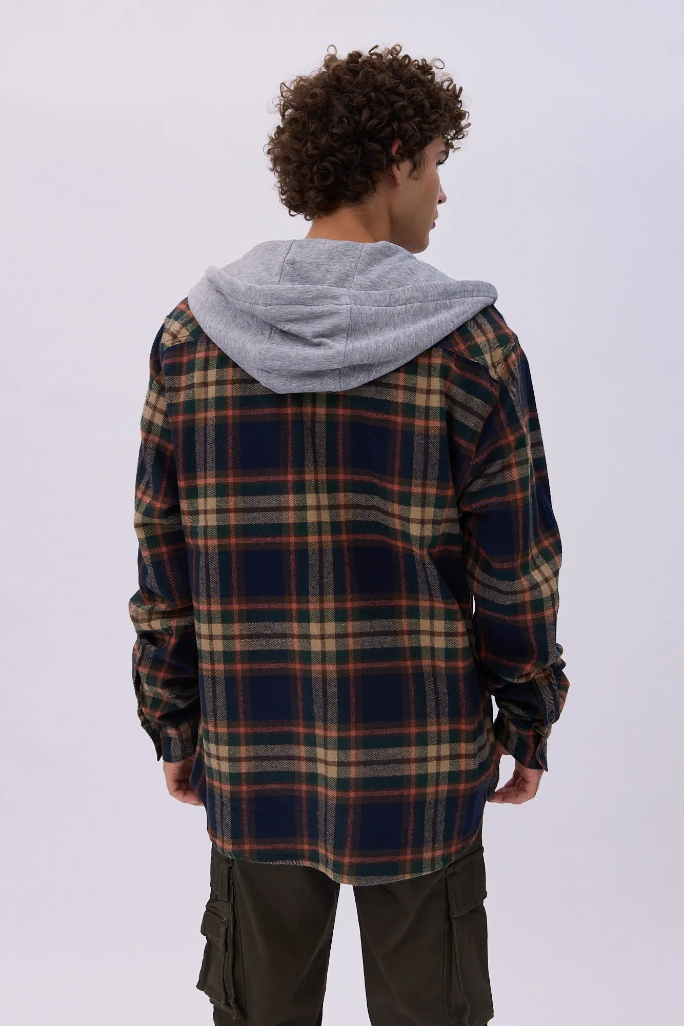 North Western Hooded Plaid Flannel Overshirt sold by Bluenotes product image thumbnail 3