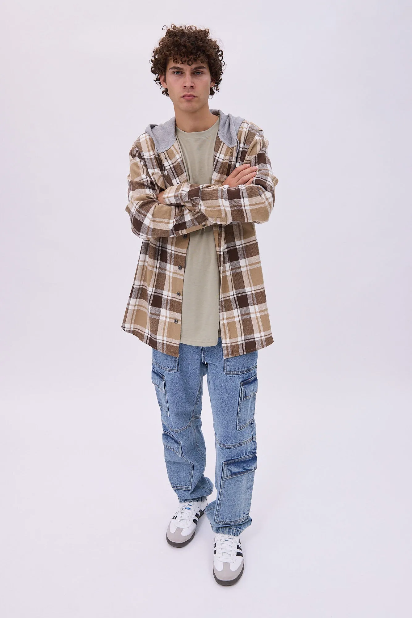 North Western Hooded Plaid Flannel Overshirt sold by Bluenotes product image thumbnail 4