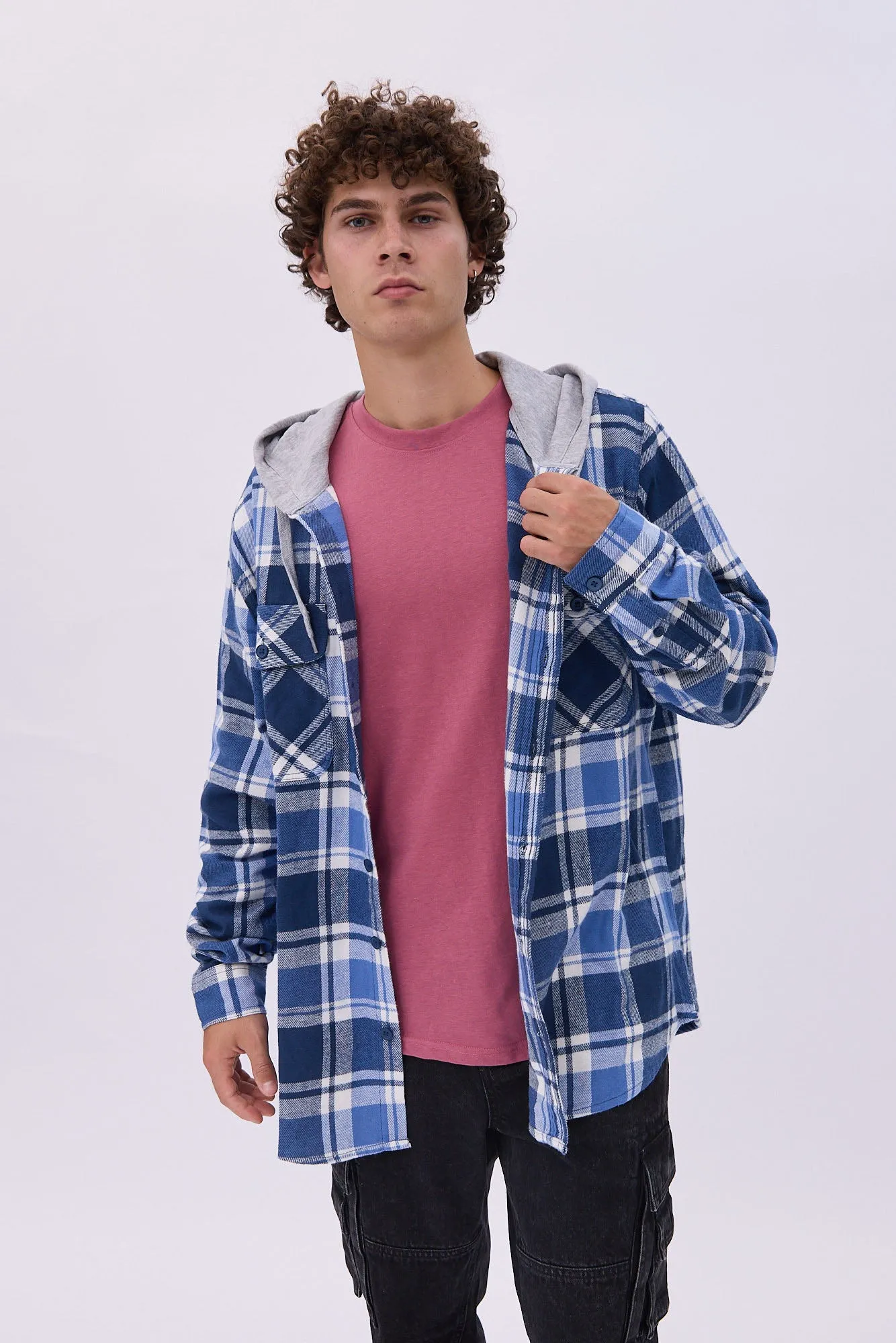 North Western Hooded Plaid Flannel Overshirt sold by Bluenotes product image thumbnail 5