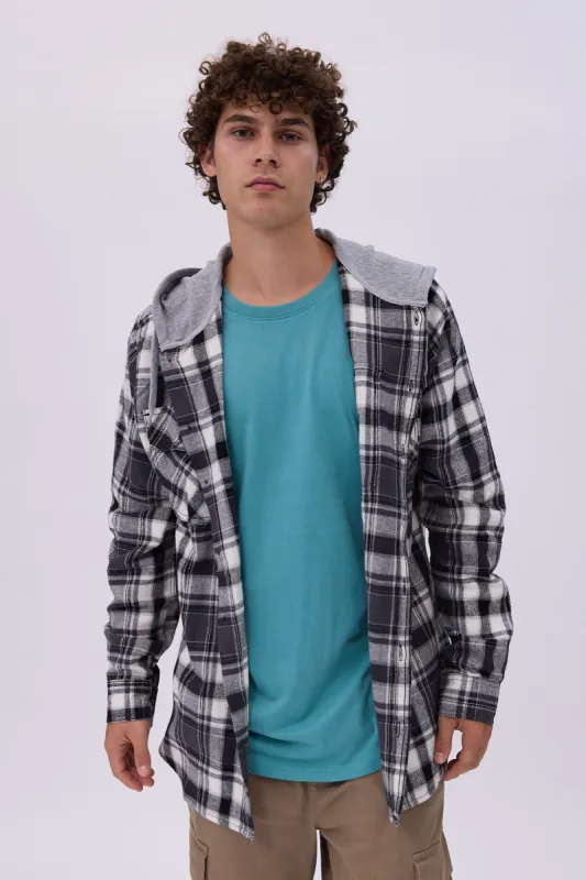 North Western Hooded Plaid Flannel Overshirt sold by Bluenotes
