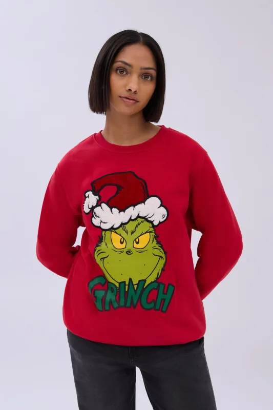 The Grinch Face Graphic Crew Neck Sweatshirt sold by Bluenotes