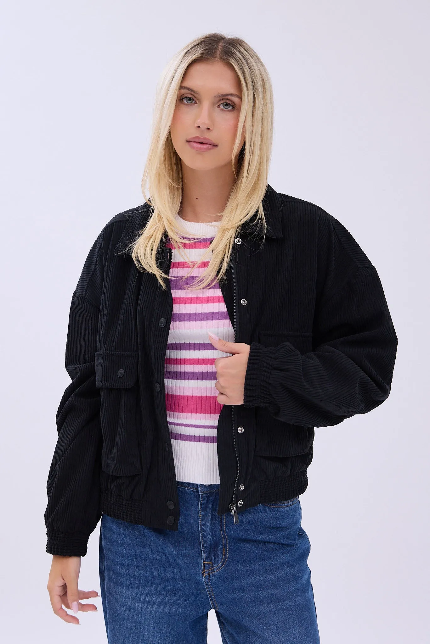 Corduroy Oversized Cargo Bomber Jacket sold by Bluenotes product image thumbnail 2