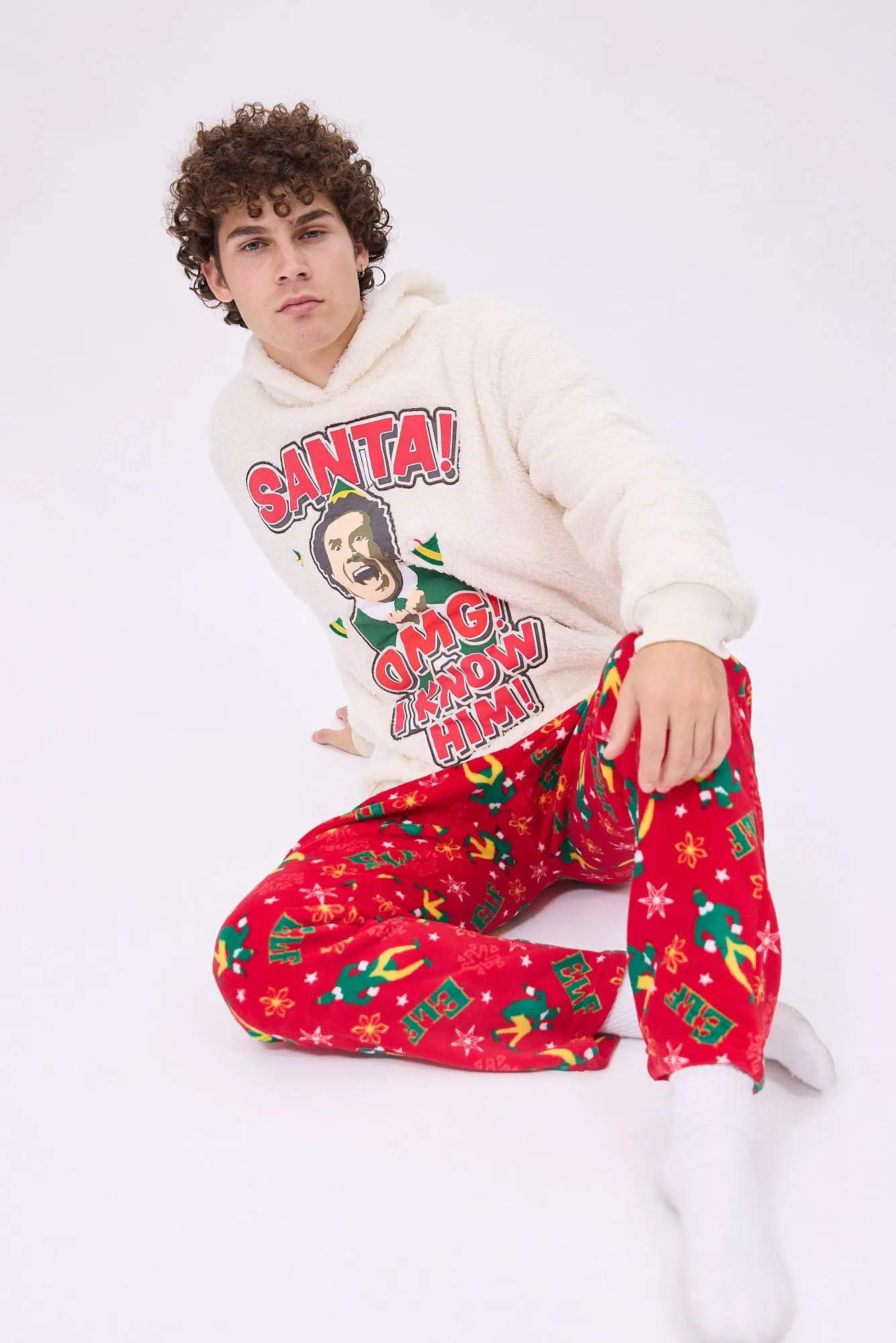 Elf Printed Plush Pajama Pants sold by Bluenotes product image thumbnail 4