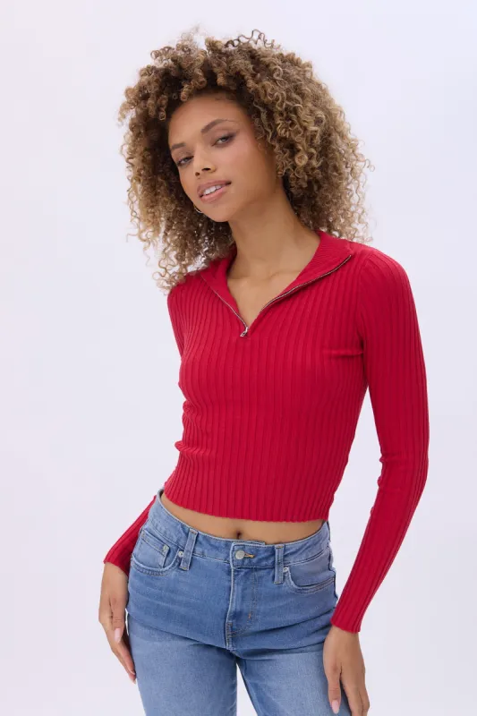 Quarter-Zip Ribbed Long Sleeve Mock Neck Sweater sold by Bluenotes