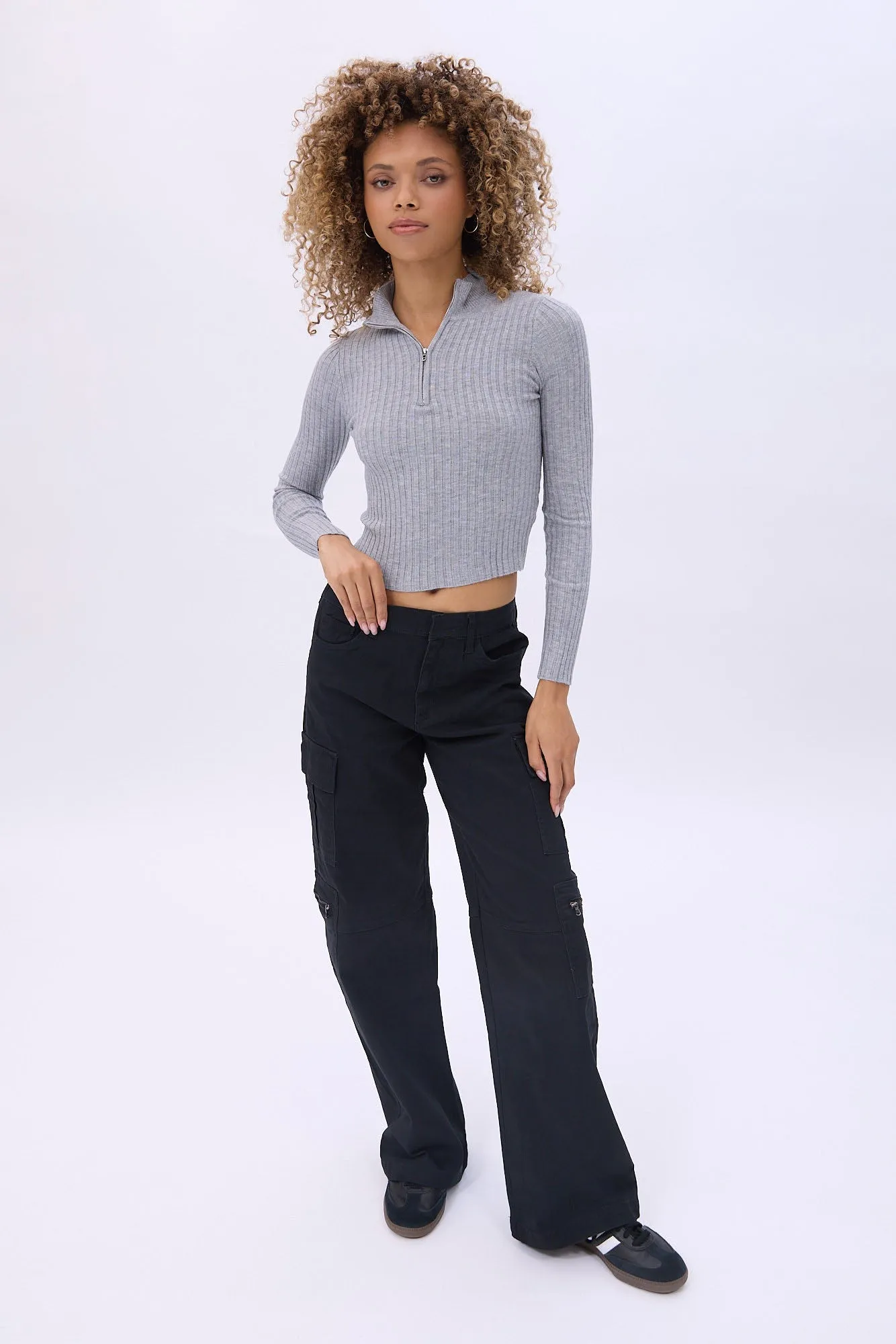 Quarter-Zip Ribbed Long Sleeve Mock Neck Sweater sold by Bluenotes product image thumbnail 3