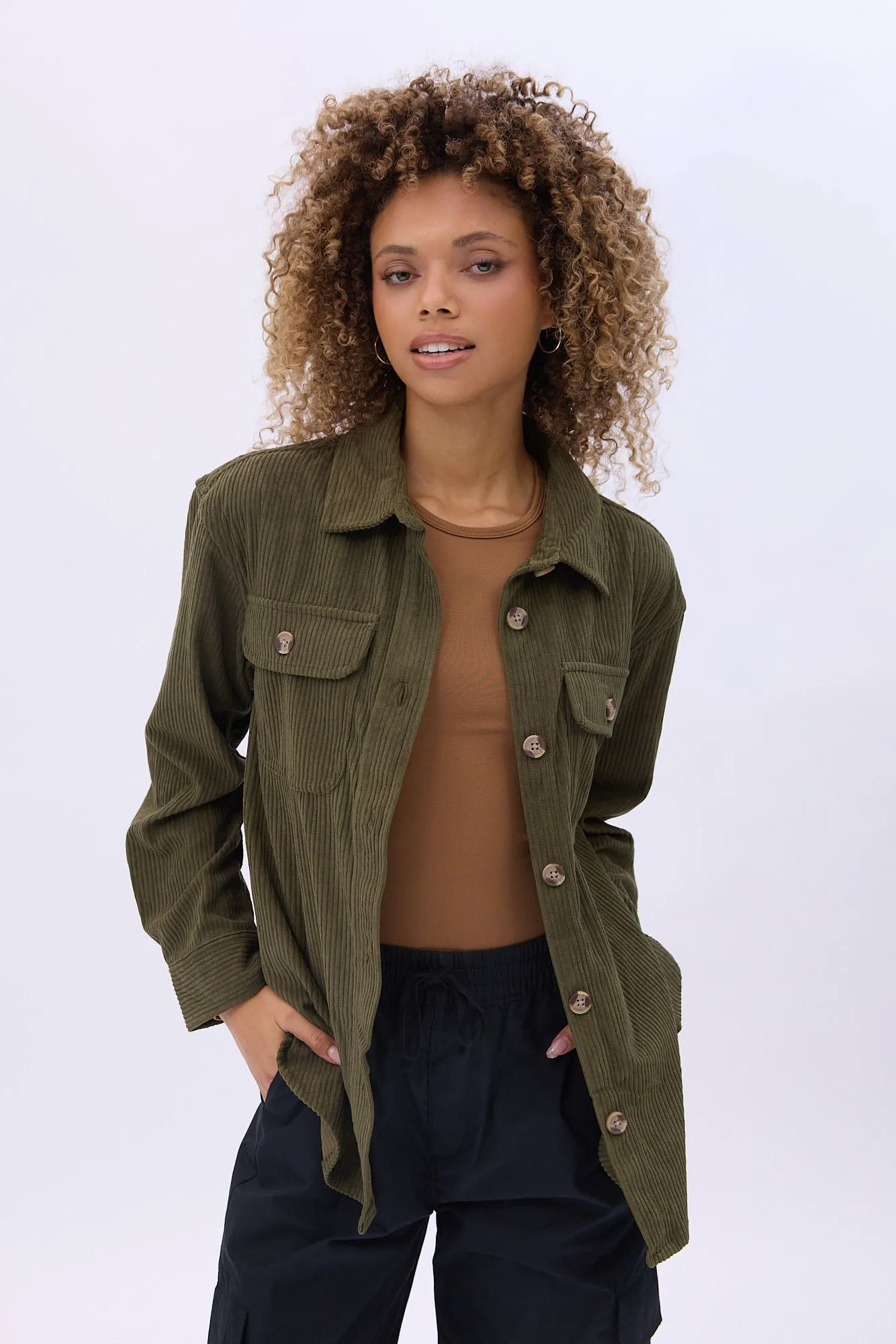 Corduroy Shacket With Pockets sold by Bluenotes