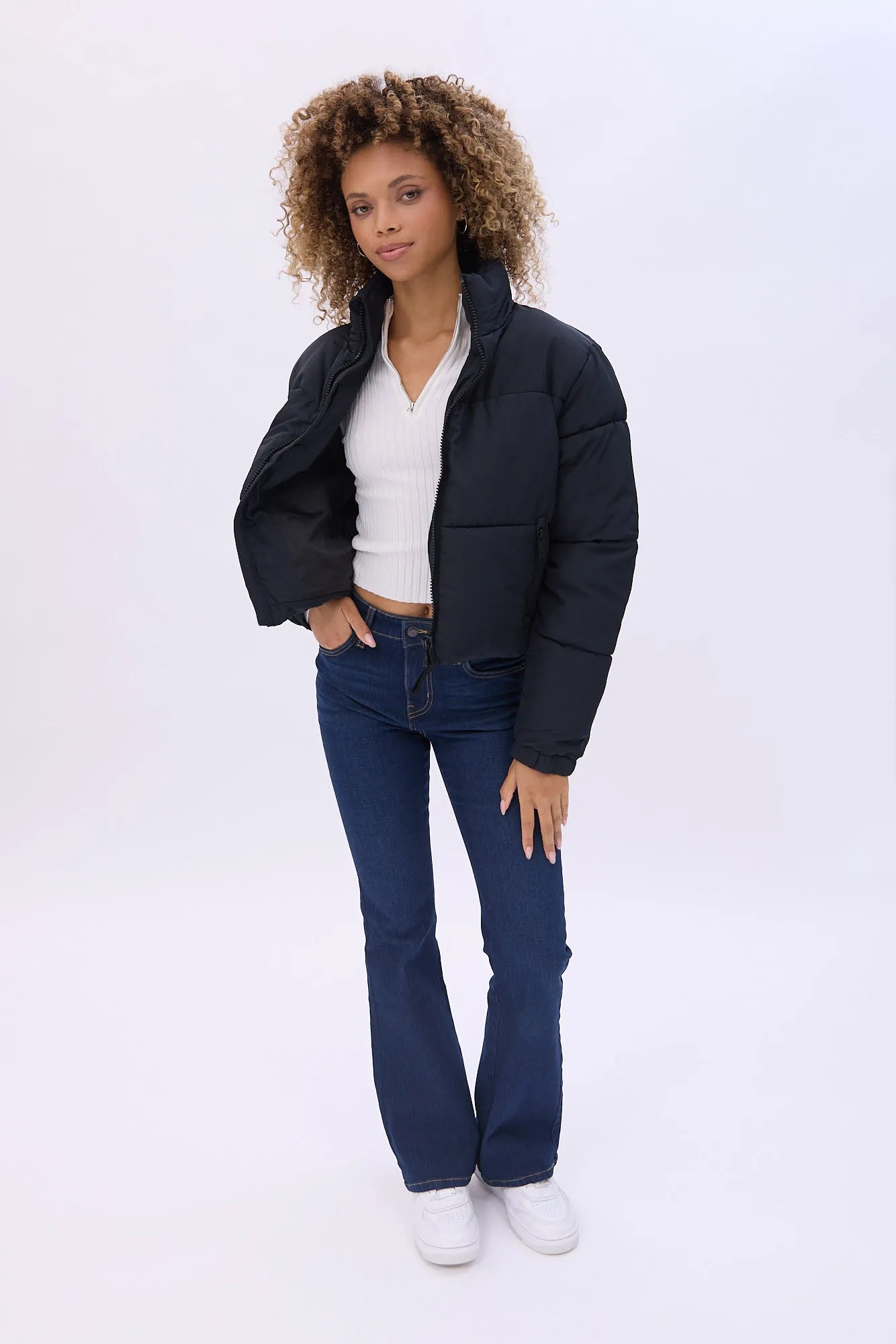 Cropped Mock Neck Puffer Jacket sold by Bluenotes product image thumbnail 3