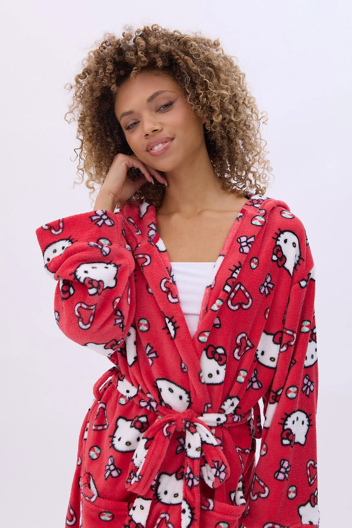 Hello Kitty Graphic Hooded Belted Robe sold by Bluenotes product image thumbnail 2