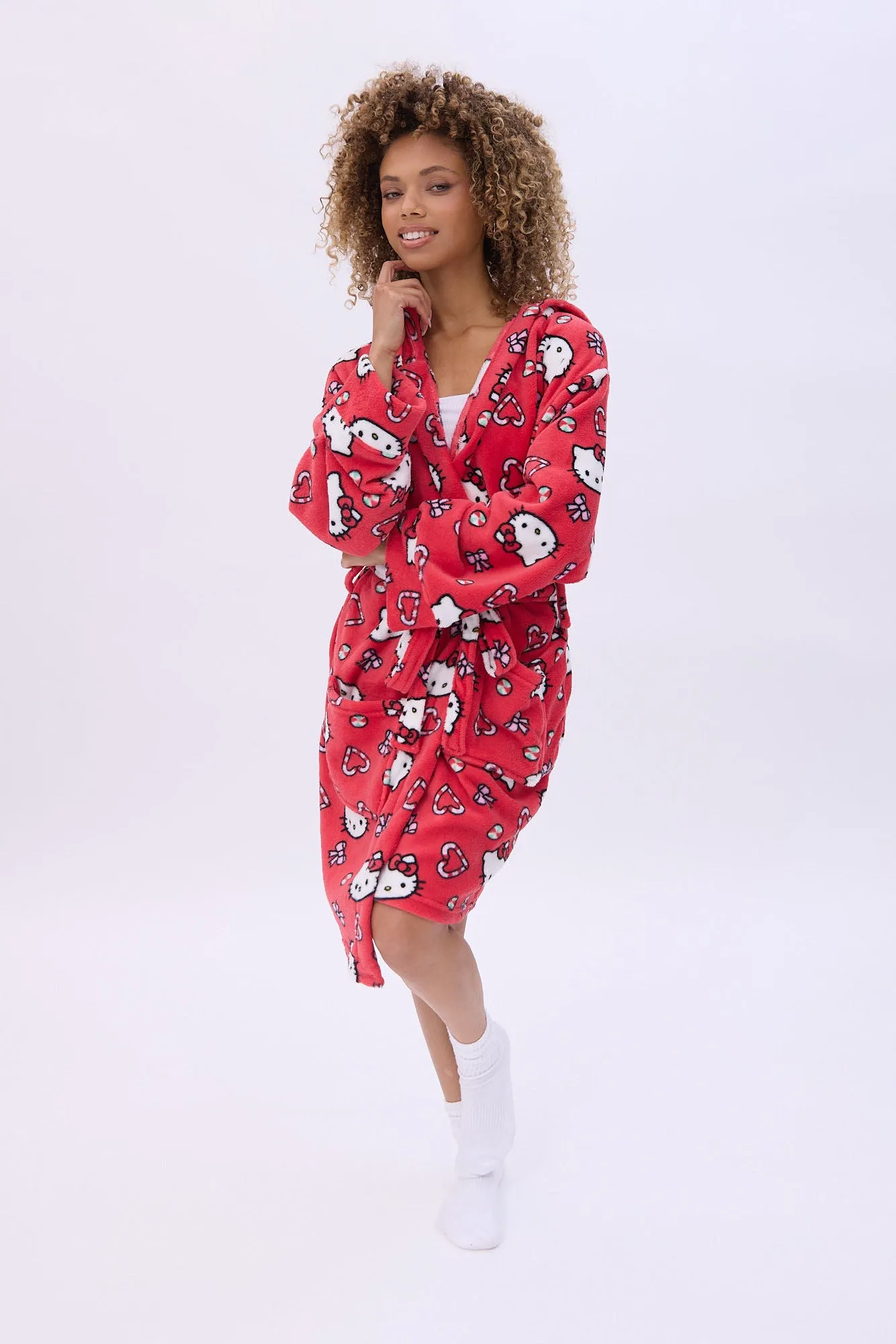 Hello Kitty Graphic Hooded Belted Robe sold by Bluenotes