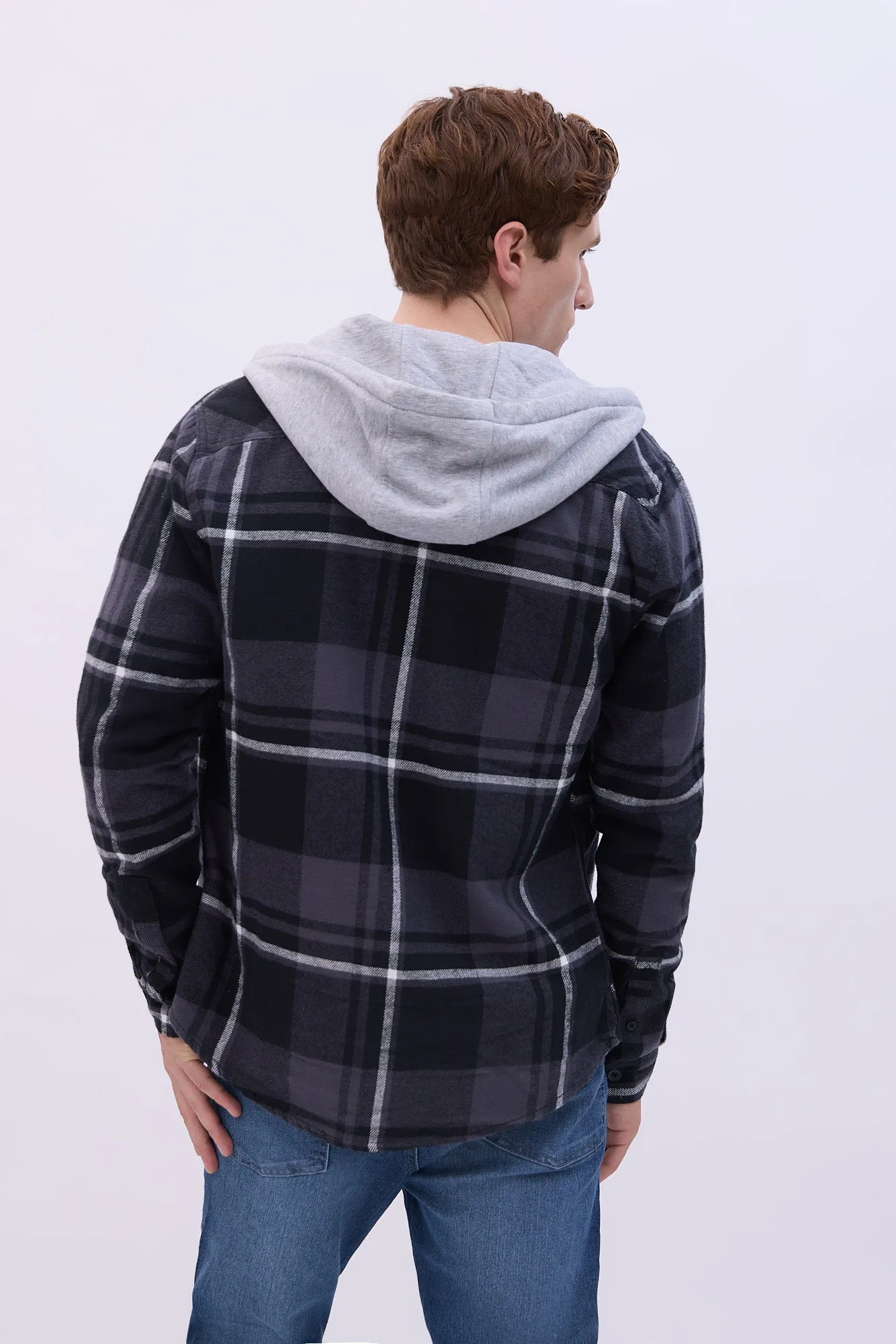 North Western Hooded Plaid Flannel Overshirt sold by Bluenotes product image thumbnail 3