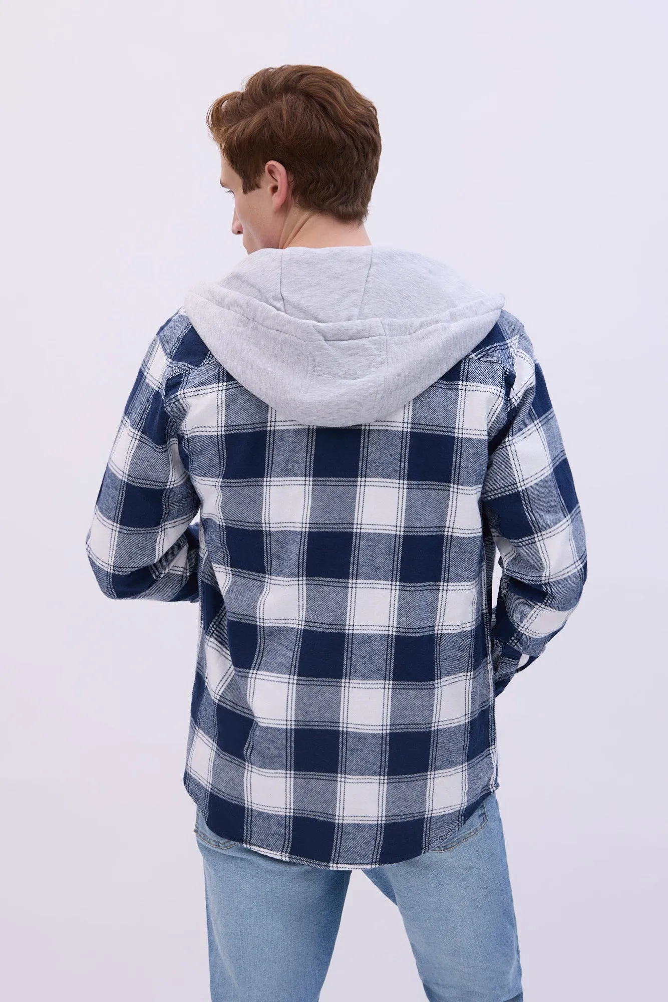 North Western Hooded Plaid Flannel Overshirt sold by Bluenotes product image thumbnail 3