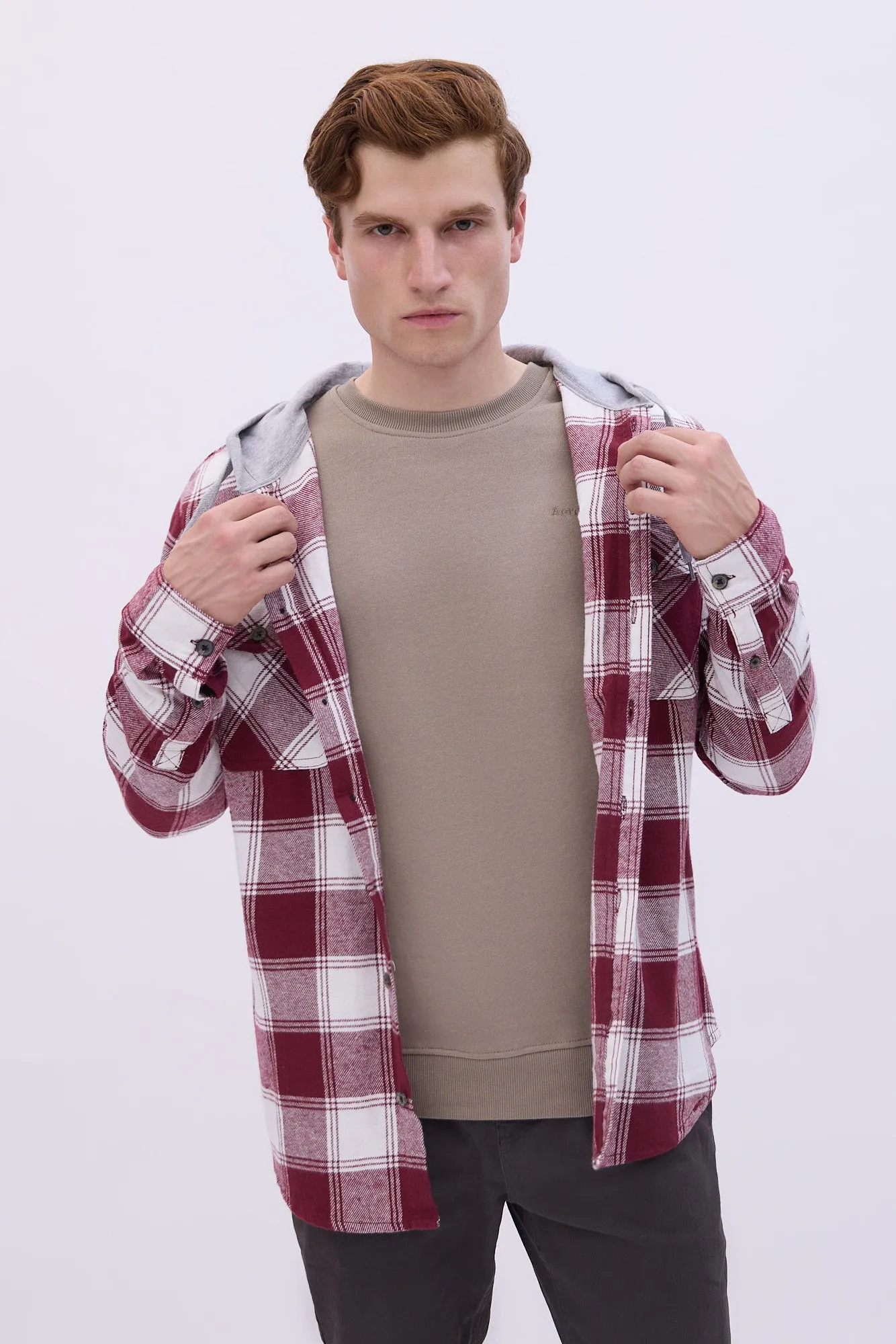North Western Hooded Plaid Flannel Overshirt sold by Bluenotes product image thumbnail 5