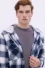 North Western Hooded Plaid Flannel Overshirt sold by Bluenotes