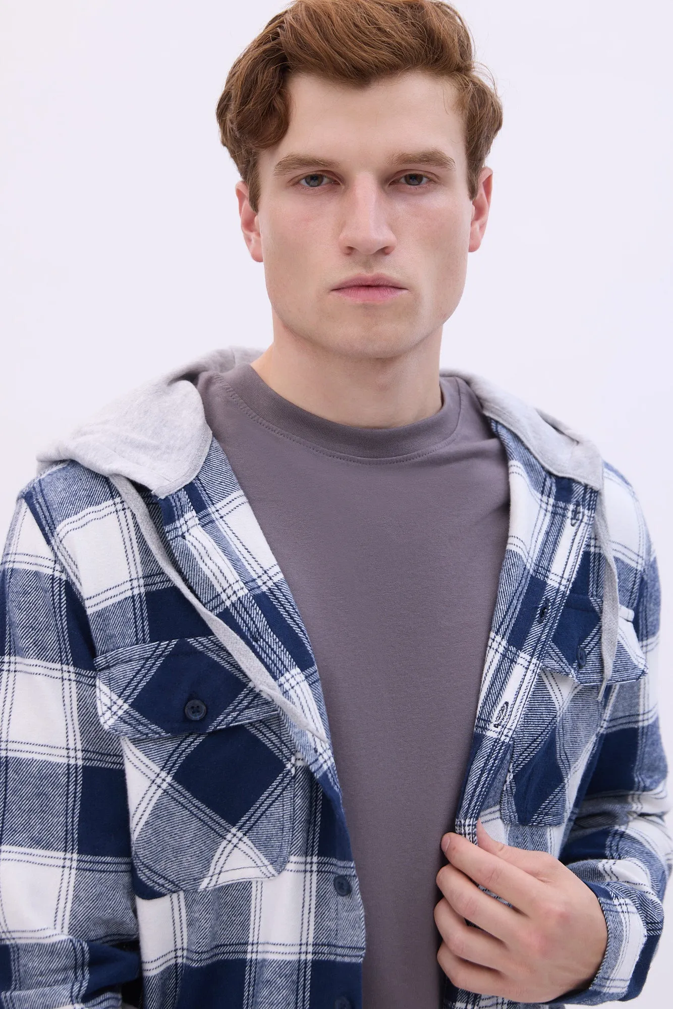 North Western Hooded Plaid Flannel Overshirt sold by Bluenotes product image thumbnail 2