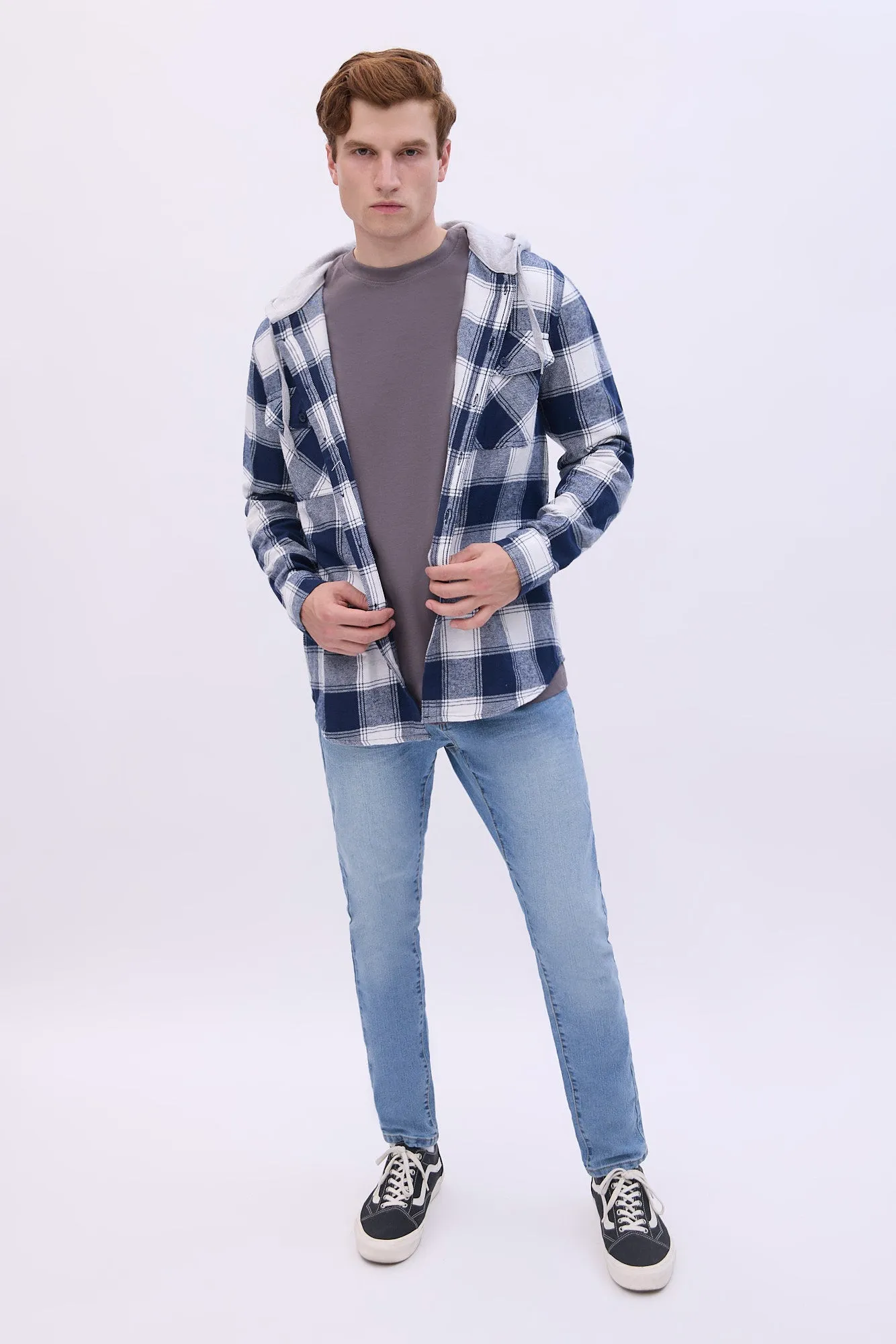 North Western Hooded Plaid Flannel Overshirt sold by Bluenotes product image thumbnail 4