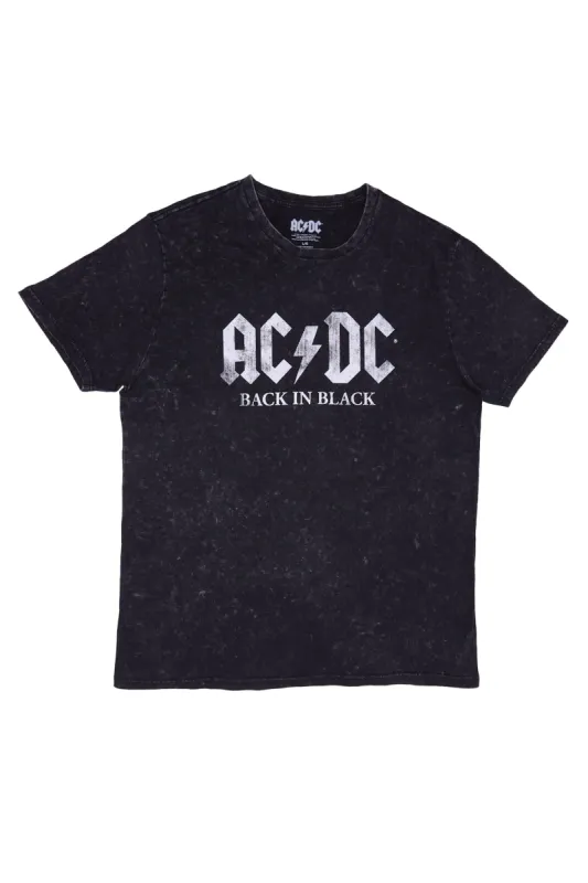 AC/DC Back In Black Graphic Acid Wash Tee sold by Bluenotes
