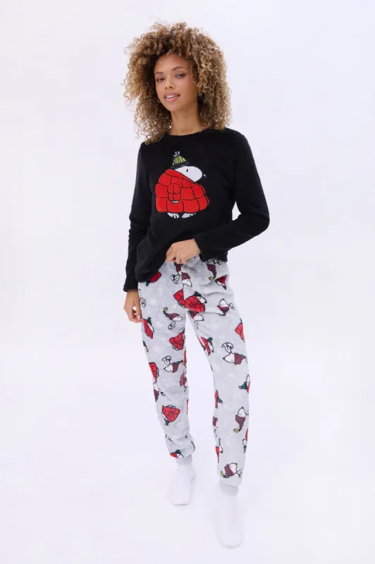 Peanuts Snoopy Puffer Jacket Printed Pajama Jogger And Tee Set sold by Bluenotes
