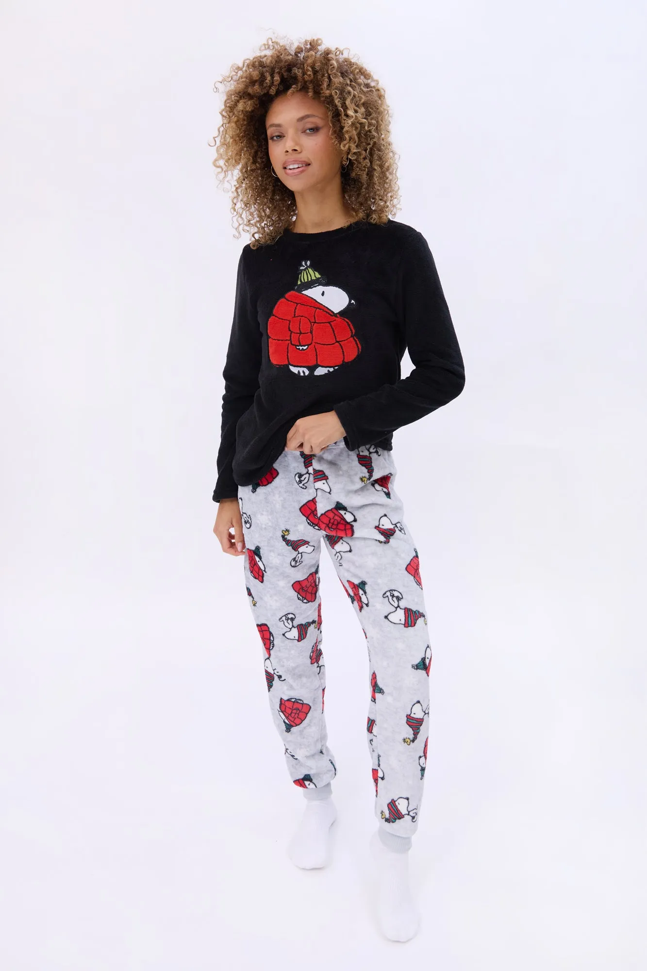 Peanuts Snoopy Puffer Jacket Printed Pajama Jogger And Tee Set sold by Bluenotes