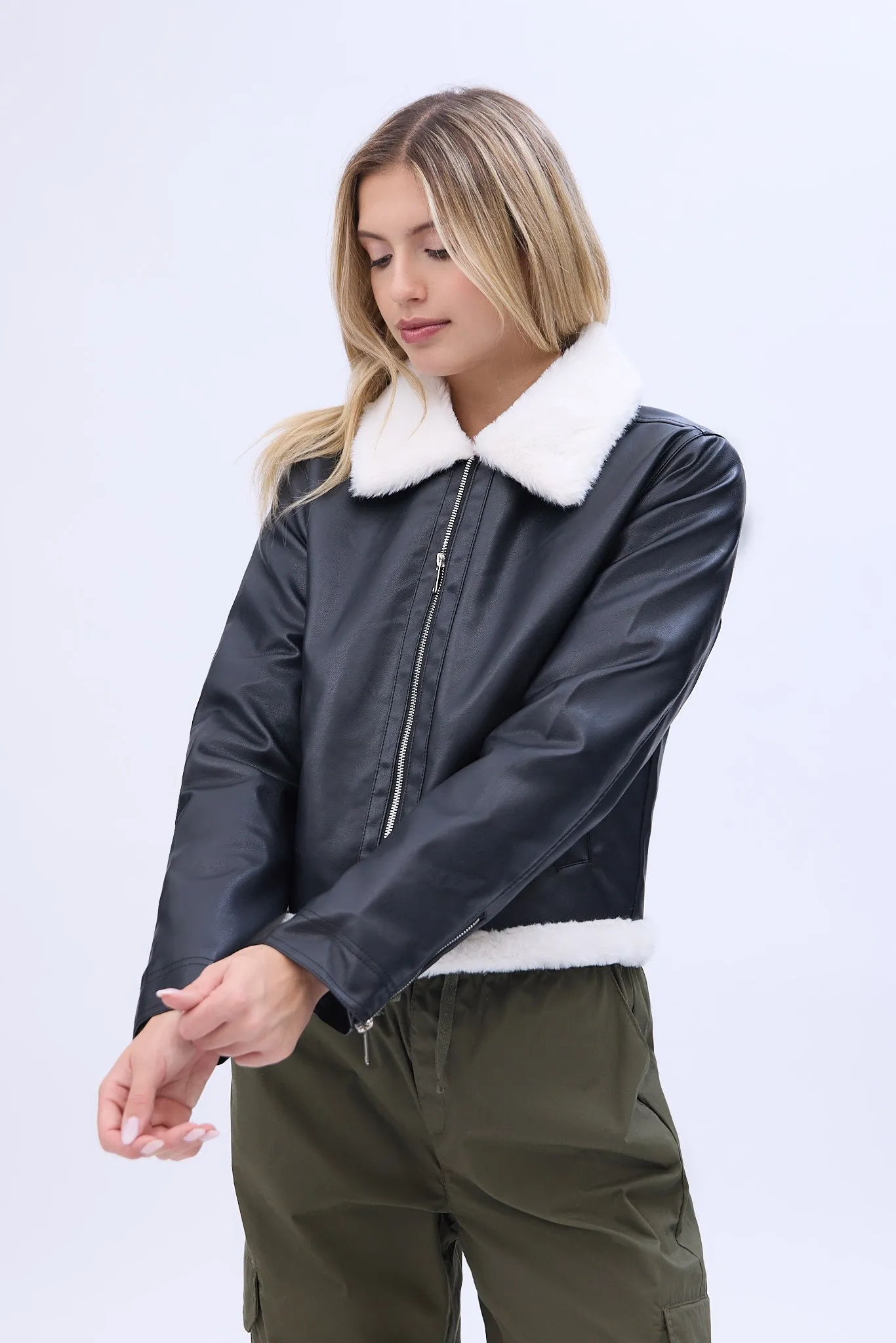 Faux Shearling Motorcycle Jacket sold by Bluenotes
