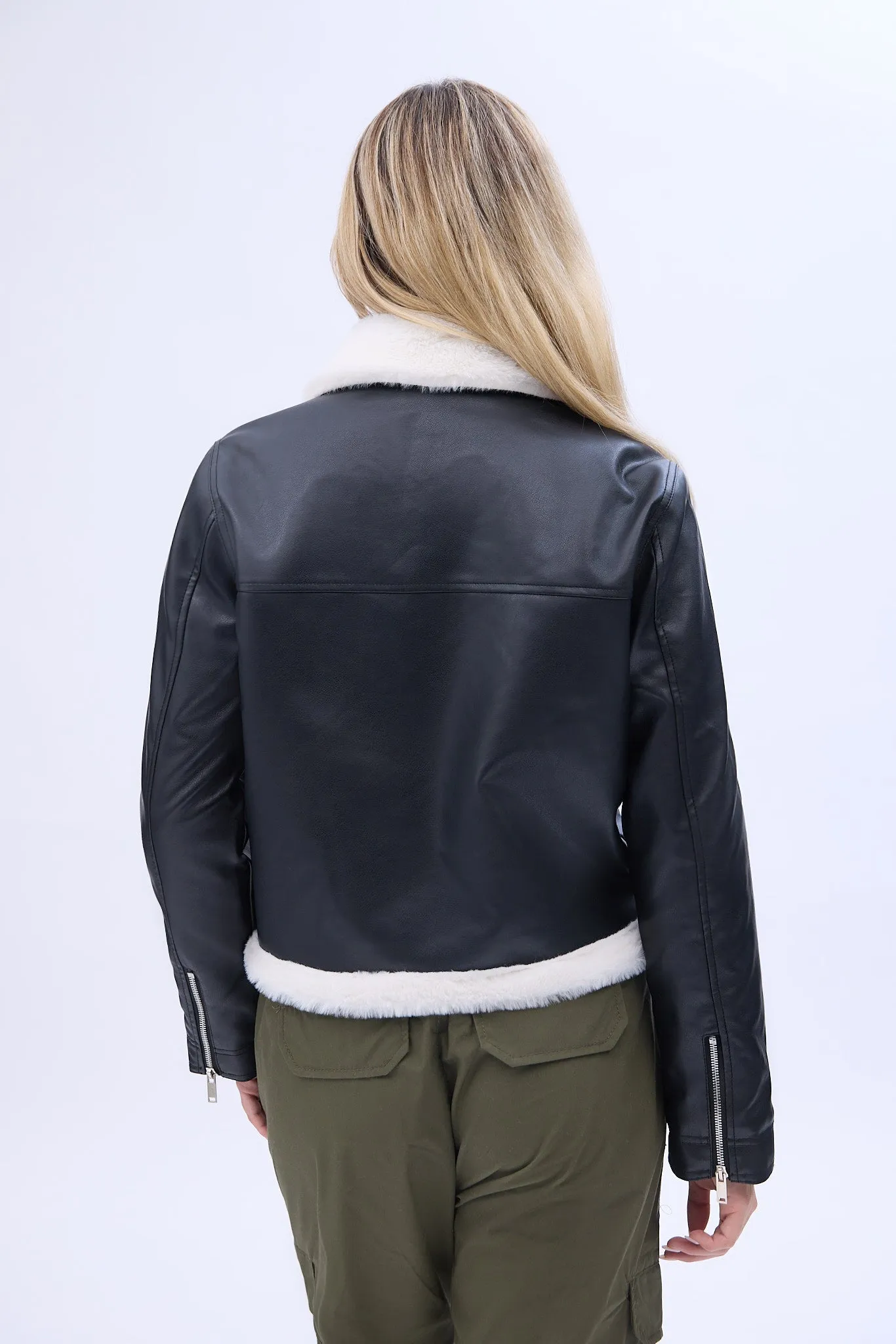Faux Shearling Motorcycle Jacket sold by Bluenotes product image thumbnail 4