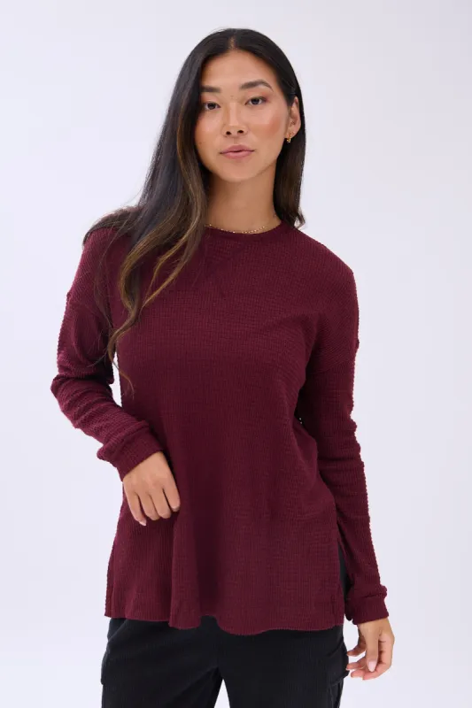 Waffle Knit Oversized Long Sleeve Tee sold by Bluenotes