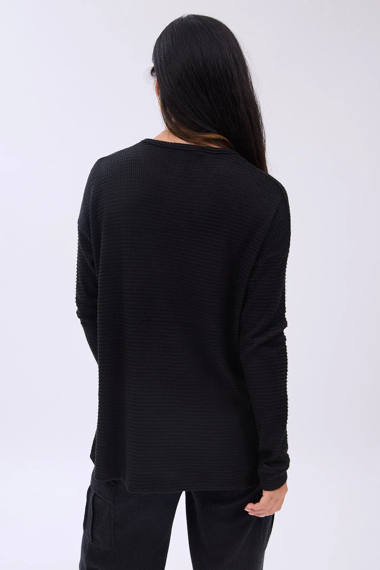Waffle Knit Oversized Long Sleeve Tee sold by Bluenotes product image thumbnail 5
