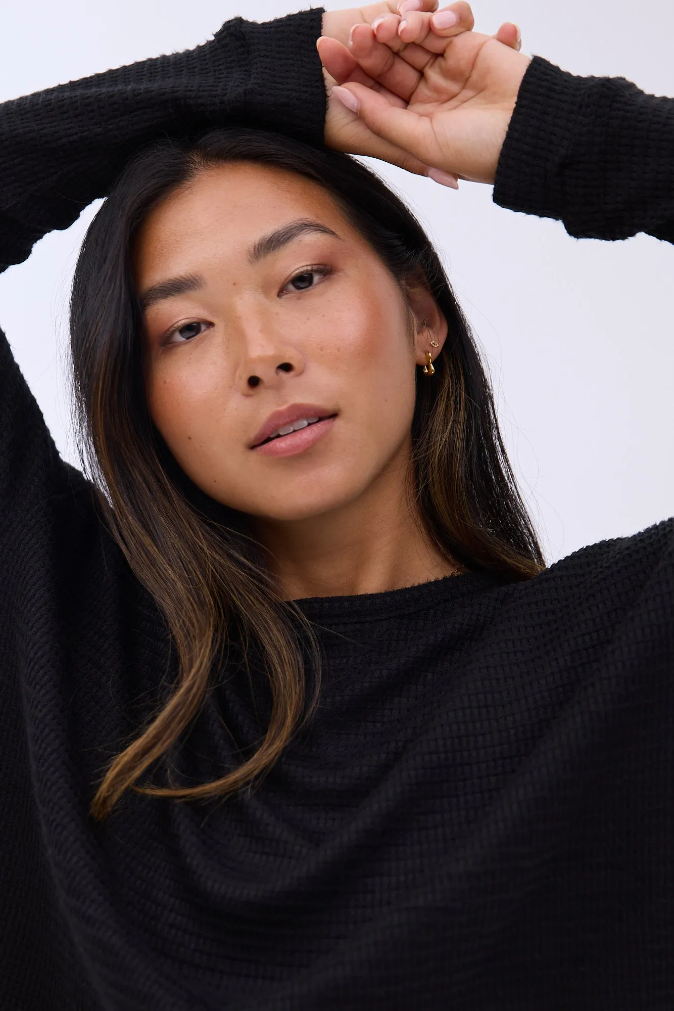 Waffle Knit Oversized Long Sleeve Tee sold by Bluenotes product image thumbnail 4
