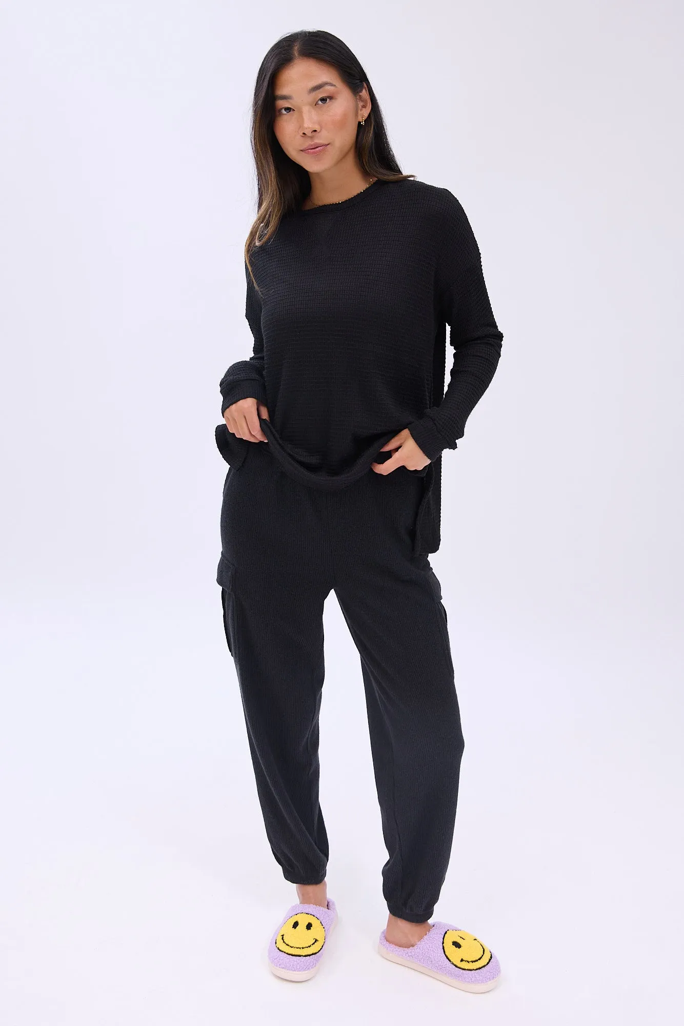 Waffle Knit Oversized Long Sleeve Tee sold by Bluenotes product image thumbnail 3