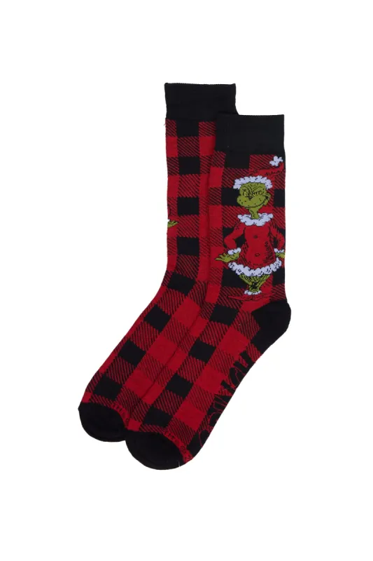 The Grinch Plaid Crew Socks sold by Bluenotes