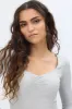 Ribbed Knit Long Sleeve Sweetheart Neckline Bodysuit sold by Bluenotes